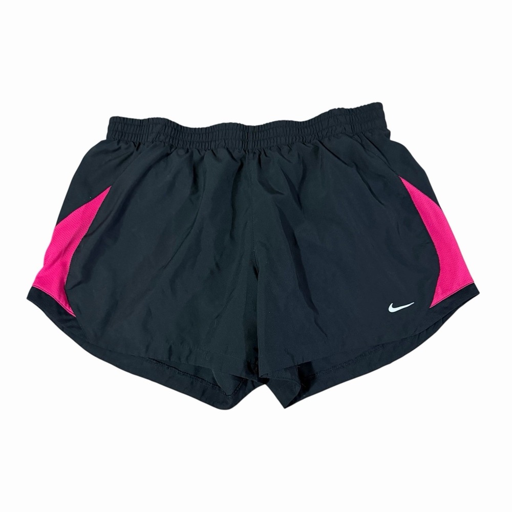 Nike Women's Brief-Lined Running Shorts 371670-071 Black Pink Size L